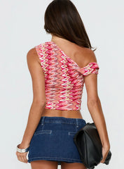 Beaming Brighter Off Shoulder Cinched Draped Top Pink