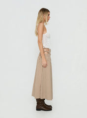 Vence Ruched Maxi Skirt Brown Gingham