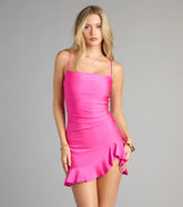 Sweet But Spicy Ruffle Trim Mini Dress