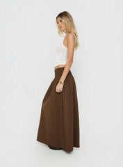 Thessa Ruched Maxi Skirt Chocolate