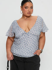 My Last Love Top Blue Check Curve