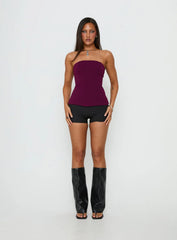 Loreto Strapless Tie Back Top Plum