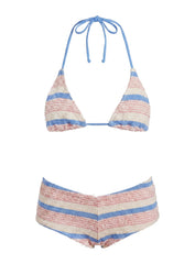 Chrome Sunset Triangle Bikini Top Blue / Pink Stripe