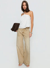 Moonlit Top White Polka