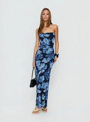 Lanora Strapless Maxi Dress Blue Floral