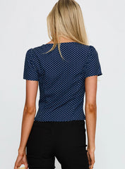 Isolda Top Navy Polka