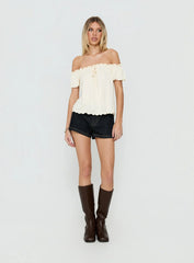 Stars Hollow Babydoll Off Shoulder Top Cream