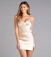 Moonlit Glow Satin A-Line Mini Dress
