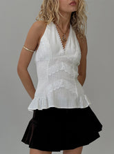 Follow Through Lace Trim Cami Top White