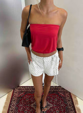 Wryn Strapless Blouson Tie Detail Top Red