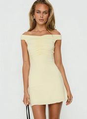 Keera Off Shoulder Ruched Mini Dress Butter