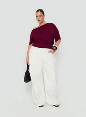 Ashlinn Off Shoulder Drapey Top Cherry Lacquer Curve