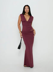 Liorah Foldover Waist Maxi Skirt Red