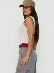 Klaretta Off Shoulder Draped Layered Top Pink / Burgundy