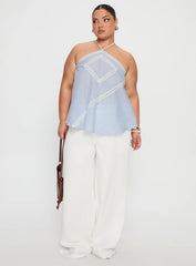 Jezabele Halter Top Blue Stripe Curve