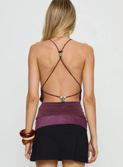 Ardelia Open Back Beaded Top Plum