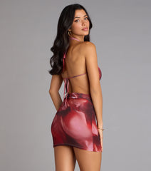 Daring Babe Abstract Print Cutout Mini Dress