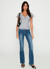 My Last Love Top Blue Check