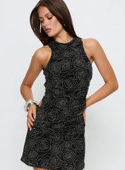 Forget Me Diamonte Asymmetrical Top Black