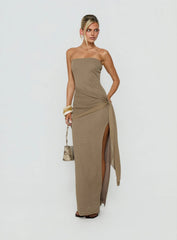 Analeah Strapless Maxi Dress Brown