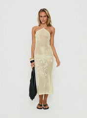 Sebelle Halter Crochet Maxi Dress Yellow