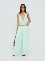 Distinction Halter Chiffon Top Aqua