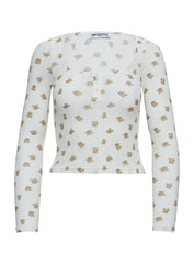 Sleepytea Pointelle Sleep Long Sleeve Top Multi