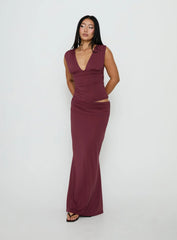 Liorah Foldover Waist Maxi Skirt Red