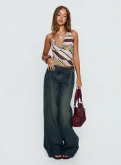 Karmina Cowl Neck Halter Top Stripe Multi