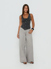 Quiet Confidence Studded Cowl Neck Top Grey