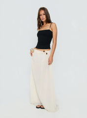 Kaledia Chiffon Draped Maxi Skirt Cream