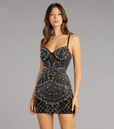 Brielle Faux Pearl Rhinestone Mini Dress