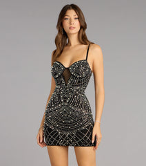 Brielle Faux Pearl Rhinestone Mini Dress