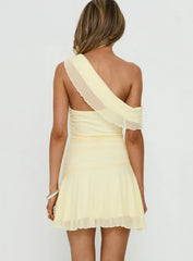Darline One Shoulder Mini Dress Yellow