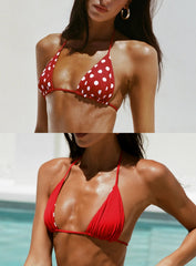 Nevaeh Reversible Triangle Bikini Top Red Polka Dot
