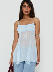 Fabriana Babydoll Sheer Top Blue