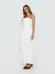 Odela Strapless Scarf Drop Waist Maxi Dress White