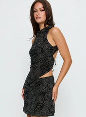 Forget Me Diamonte Asymmetrical Top Black
