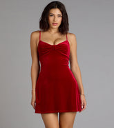 Crush-Worthy Velvet A-Line Mini Dress