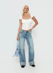 Winter Wonderland Ruched Short Sleeve Top White