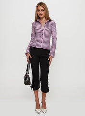 You Hear Me Long Sleeve Top Pink Stripe