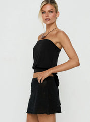 Wryn Strapless Blouson Tie Detail Top Black