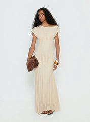 Break My Soul Knit One Shoulder Maxi Dress Beige