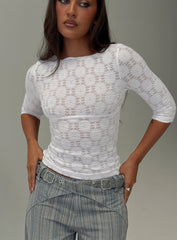 Seraphim Textured 3/4 Sleeve Top White