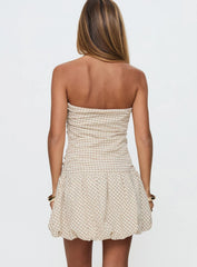 Abigaille Strapless Bubble Hem Mini Dress Check