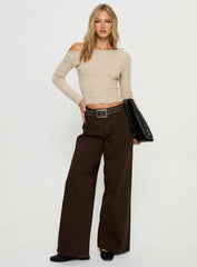 Selbey Fluffy Cinched Waist Off Shoulder Top Cream Marle