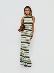 Saedee Knit Low Back Maxi Dress Multi Stripe