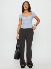Nymera Short Sleeve Blouse Top Blue Stripe