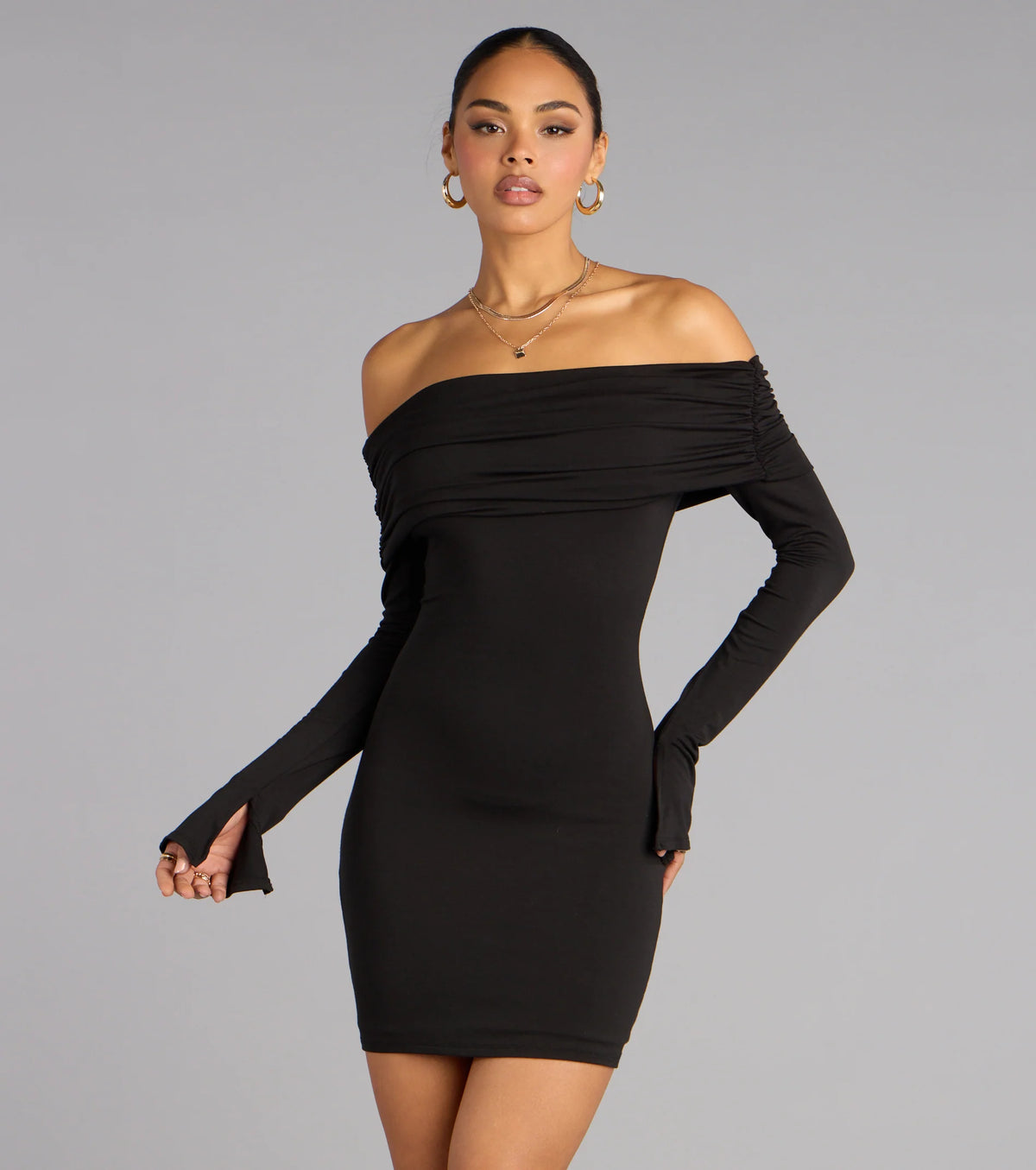 Golden Hour Off-The-Shoulder Mini Dress