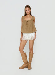 Swing Babydoll Top Beige